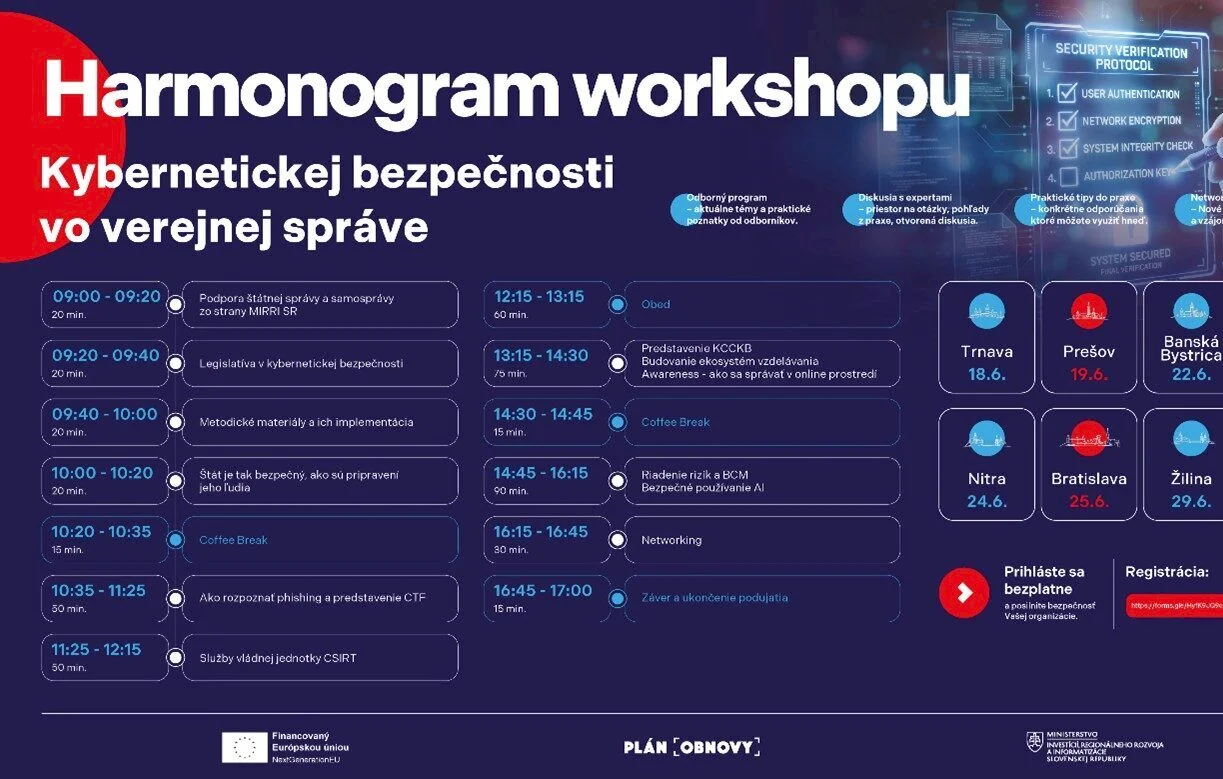 MIRRI SR vyzýva samosprávy: Prihláste sa na bezplatné workshopy kybernetickej bezpečnosti