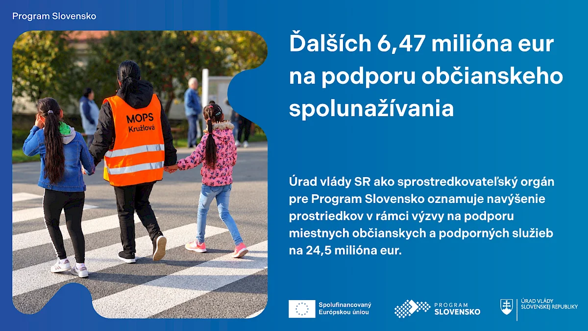 Výzva na Miestne občianske a podporné služby získava ďalších viac ako 6 miliónov eur